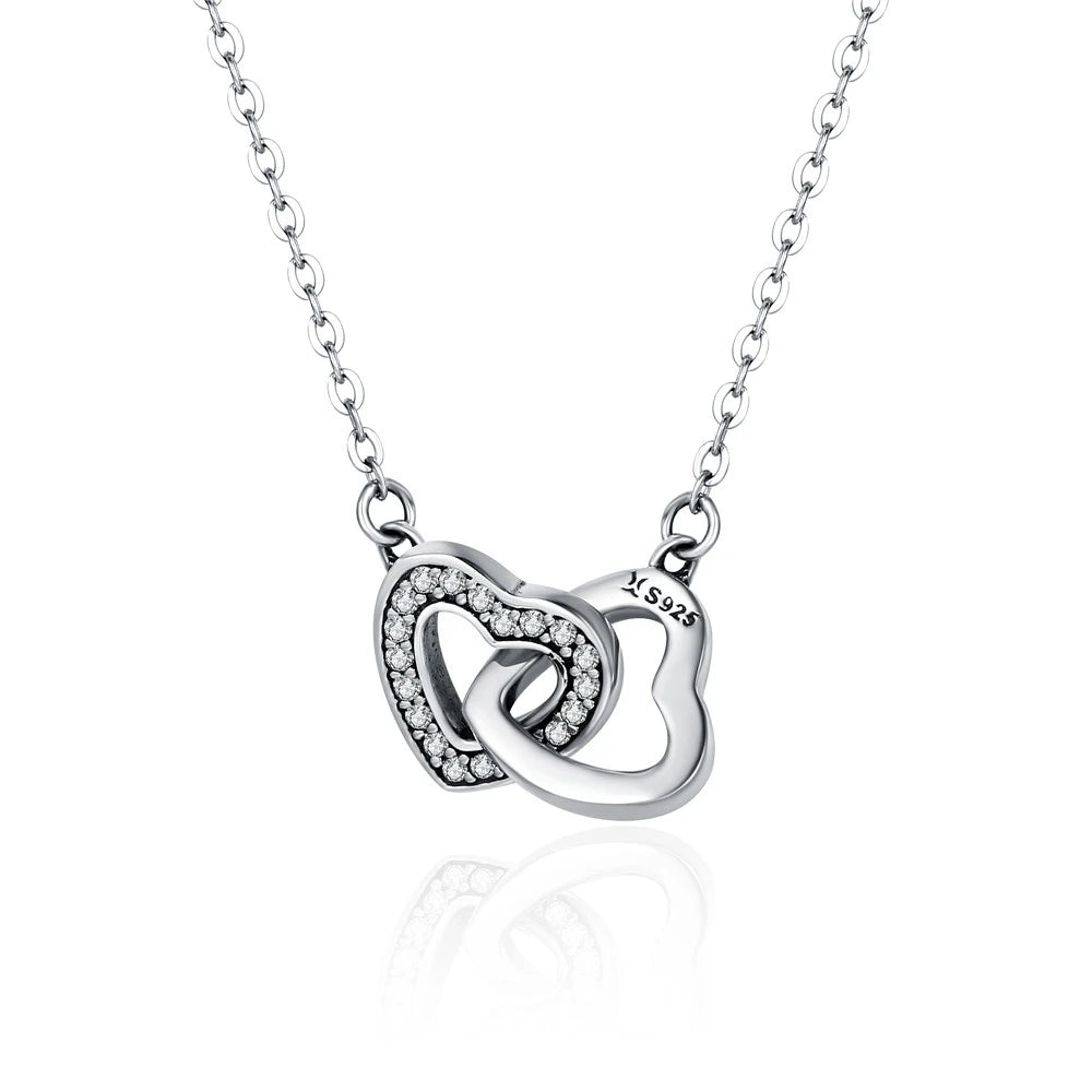 Connected Hearts: Sterling Silver Star/Heart/Cat Pendant Necklace - Hearts - Necklaces