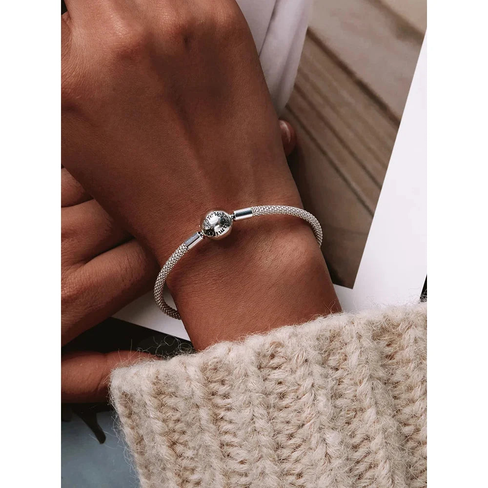 Shop Elegant 925 Sterling Silver Snake Chain Bracelets for Women - Charm Bead DIY Fine jewellery | 17CM 19CM