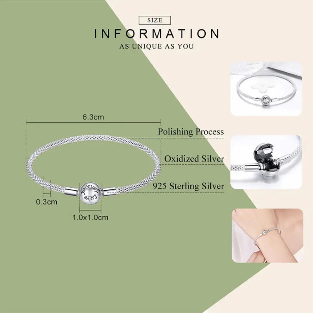Shop Elegant 925 Sterling Silver Snake Chain Bracelets for Women - Charm Bead DIY Fine jewellery | 17CM 19CM