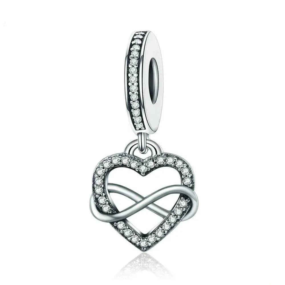 Sterling Silver Infinity Heart Dangle Charm Endless Love For Your Bracelet Charms
