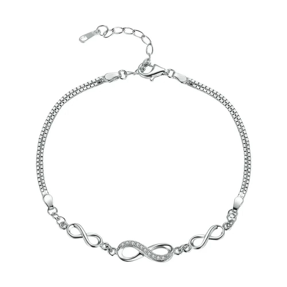 Timeless Infinity Sterling Silver Bracelet With Sparkling Zirconia Bracelets