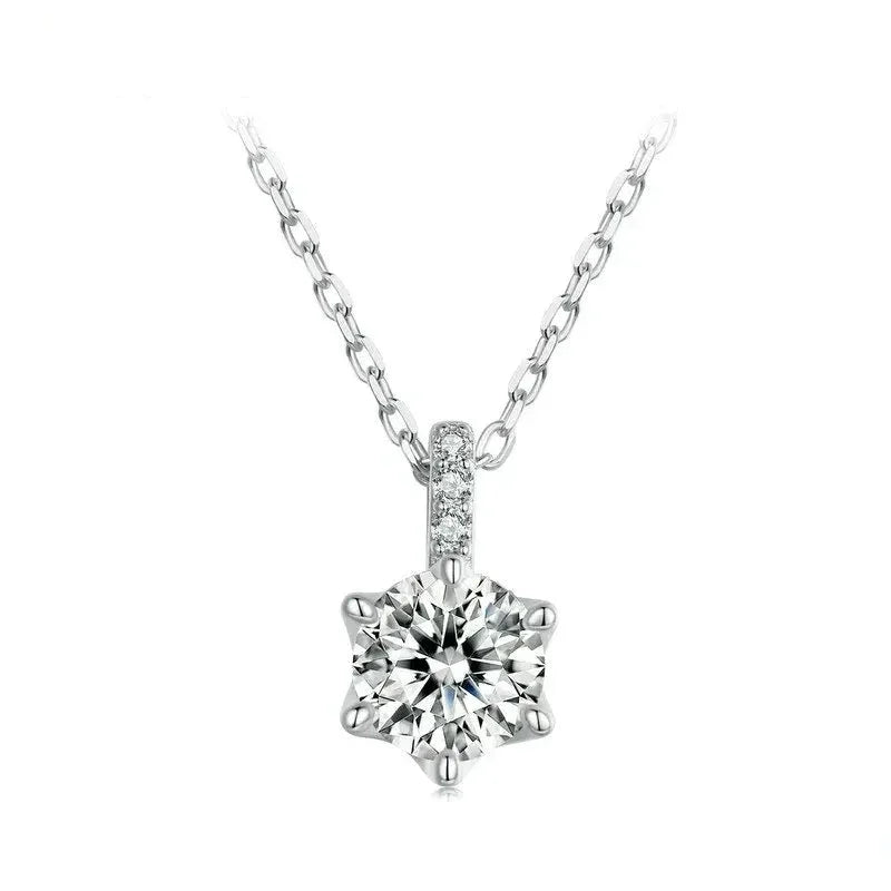 Glamorous Gem 1ct Moissanite Sterling Silver Pendant Necklace 0.5Ct Necklaces