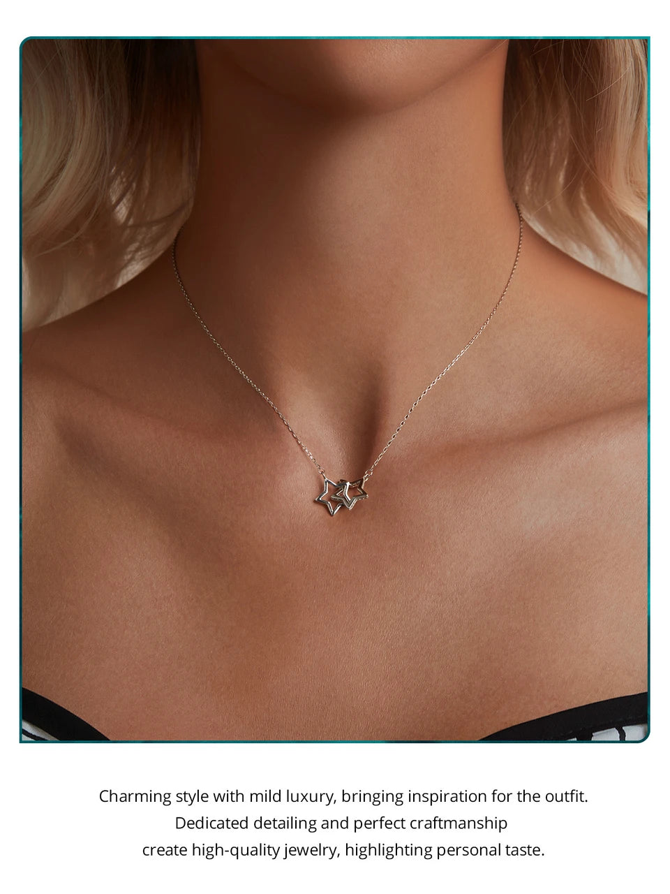 Connected Hearts: Sterling Silver Star/Heart/Cat Pendant Necklace - Necklaces