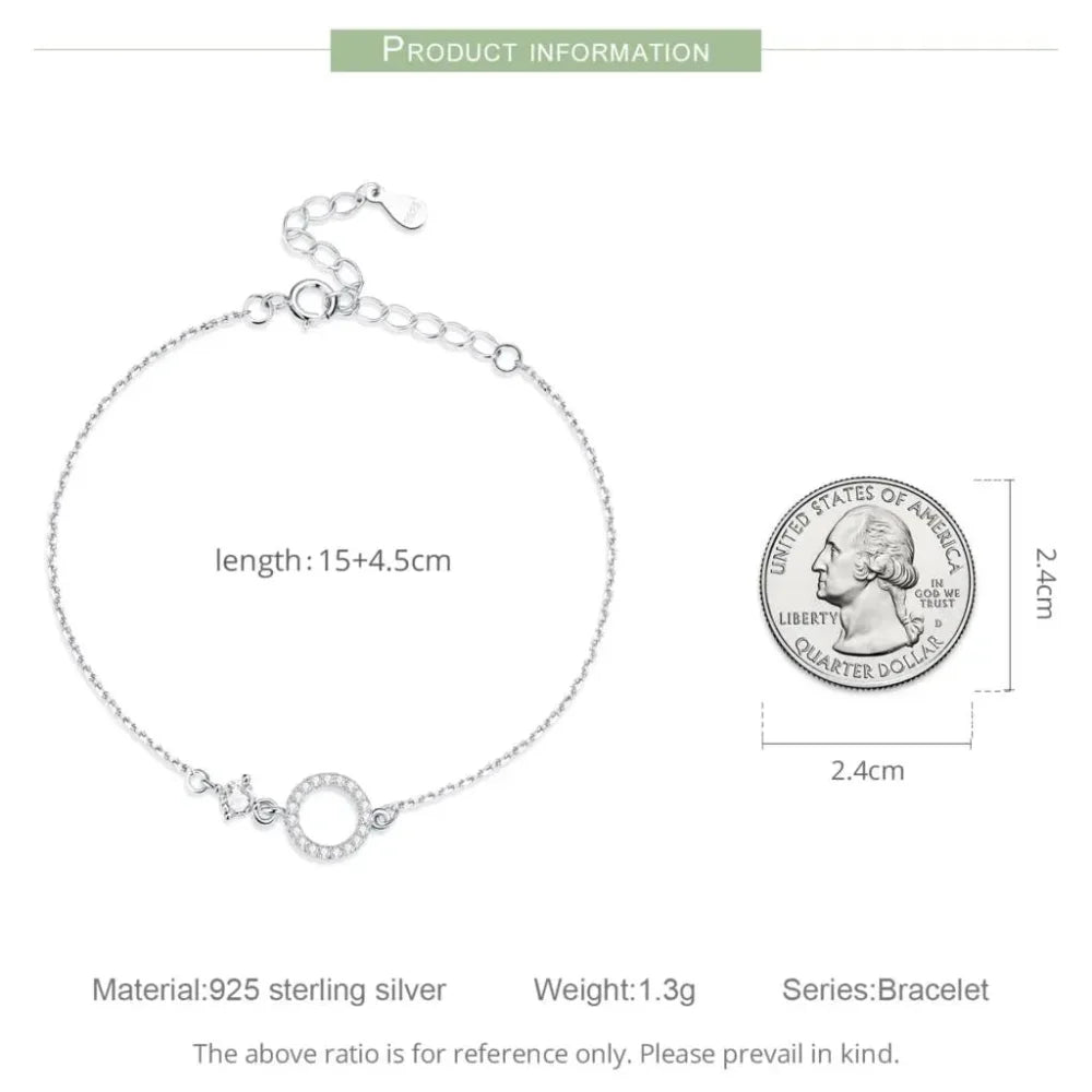 Chic 925 Sterling Silver Simple Ring Bracelet - Fine jewellery for Women Ideal Wedding Gift - Bracelets