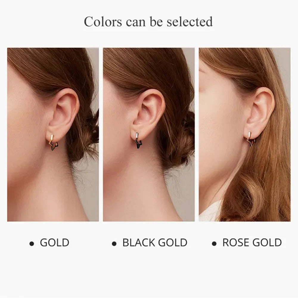 925 Sterling Silver Starlike Earrings - Minimalist Star Shape Ear Buckle for Women - Fashion jewellery SCE1136 - Hoop