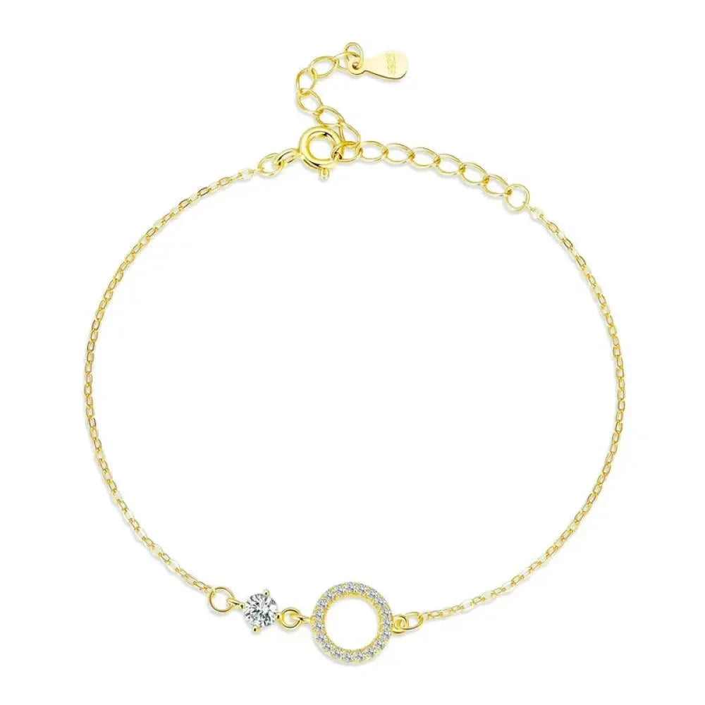 Chic 925 Sterling Silver Simple Ring Bracelet - Fine jewellery for Women Ideal Wedding Gift - Gold - Bracelets