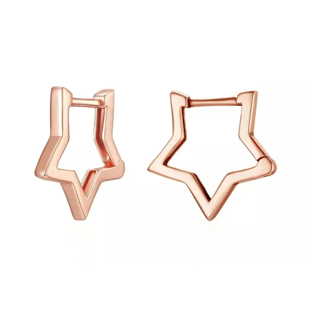 925 Sterling Silver Starlike Earrings - Minimalist Star Shape Ear Buckle for Women - Fashion jewellery SCE1136 - Rose