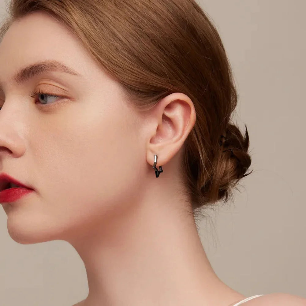 925 Sterling Silver Starlike Earrings - Minimalist Star Shape Ear Buckle for Women - Fashion jewellery SCE1136 - Hoop