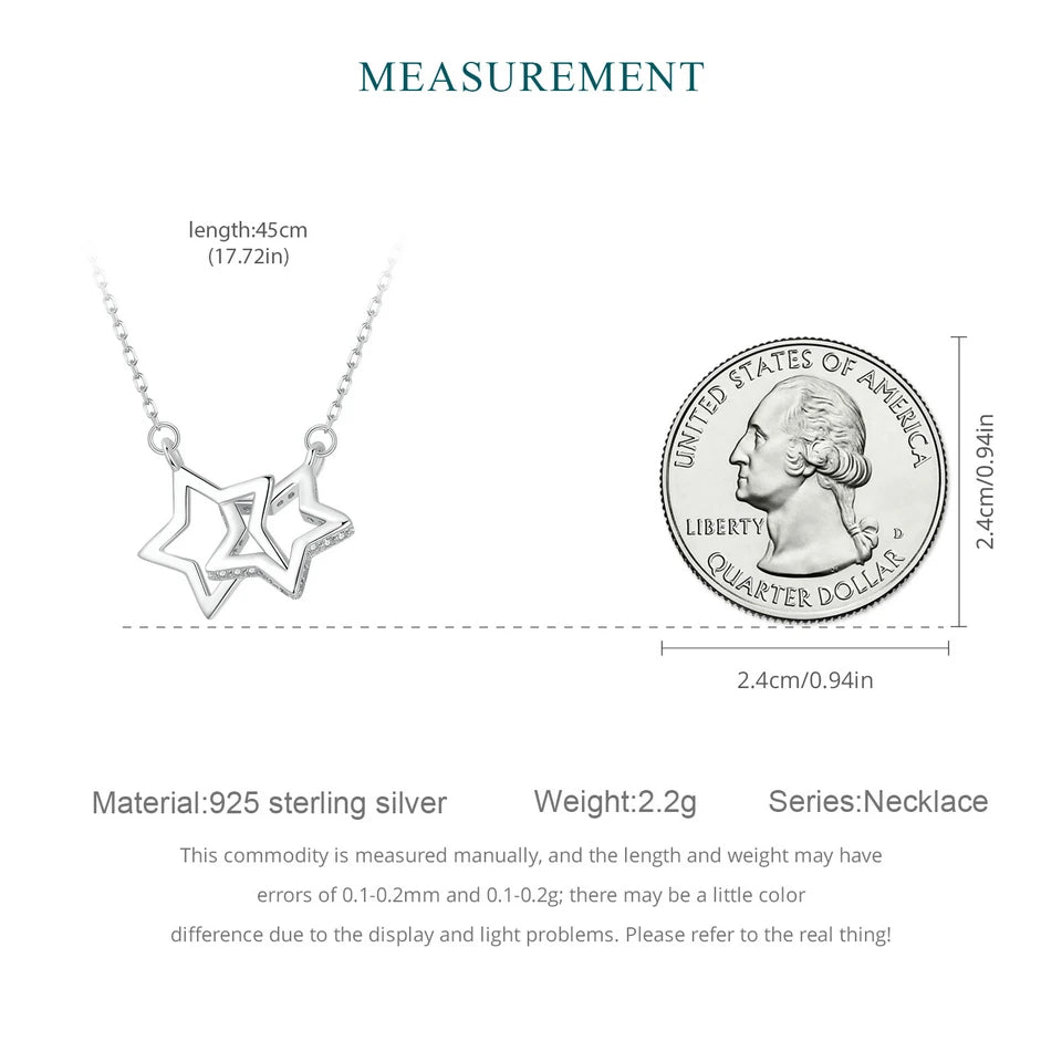 Connected Hearts: Sterling Silver Star/Heart/Cat Pendant Necklace - Necklaces