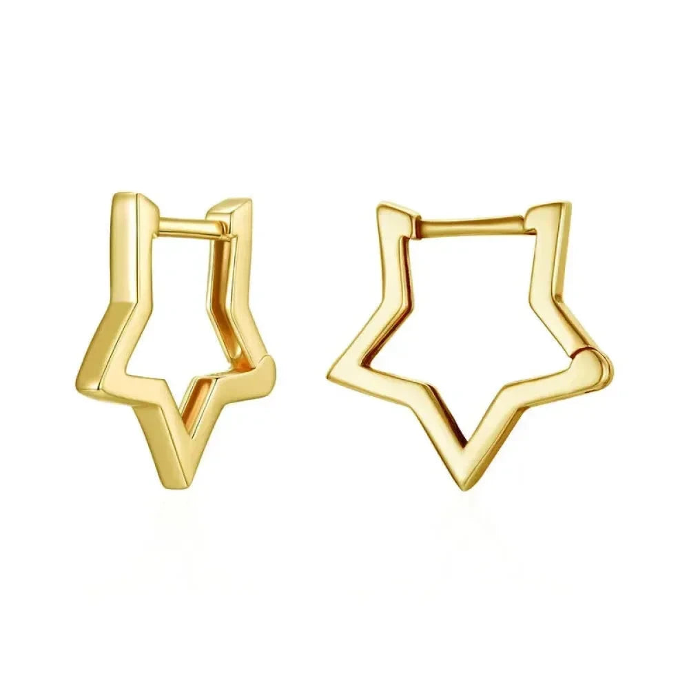 925 Sterling Silver Starlike Earrings - Minimalist Star Shape Ear Buckle for Women - Fashion jewellery SCE1136 - Gold