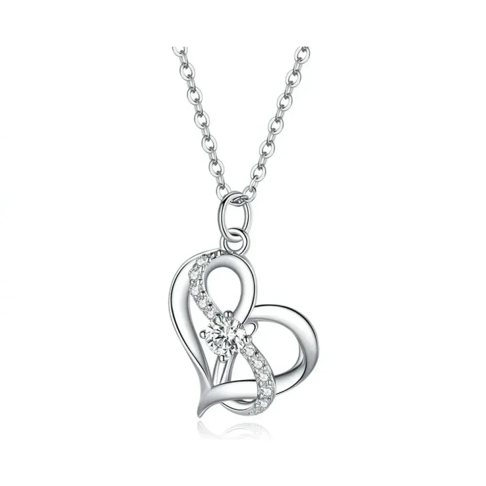 Sterling Silver Forever Love Heart Pendant Necklace With Cubic Zirconia Women’S Necklaces