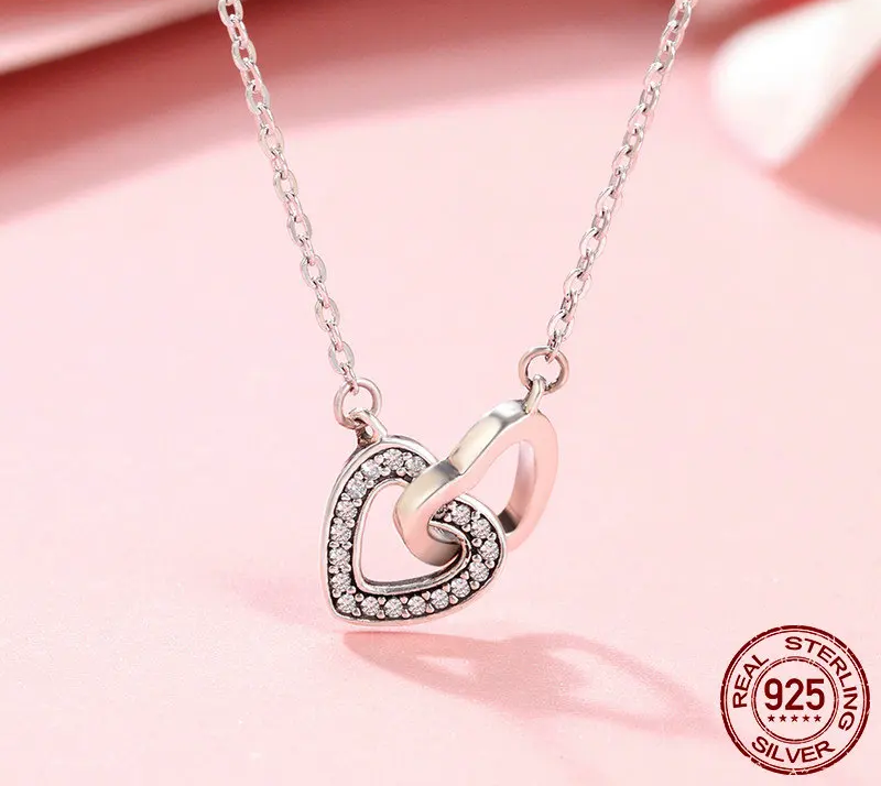 Connected Hearts: Sterling Silver Star/Heart/Cat Pendant Necklace - Necklaces