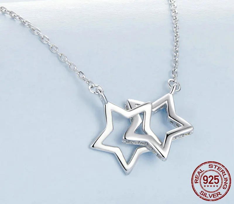 Connected Hearts: Sterling Silver Star/Heart/Cat Pendant Necklace - Necklaces