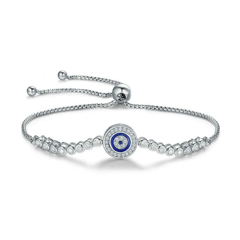 Shimmering Evil Eye Sterling Silver Tennis Bracelet - Bracelets