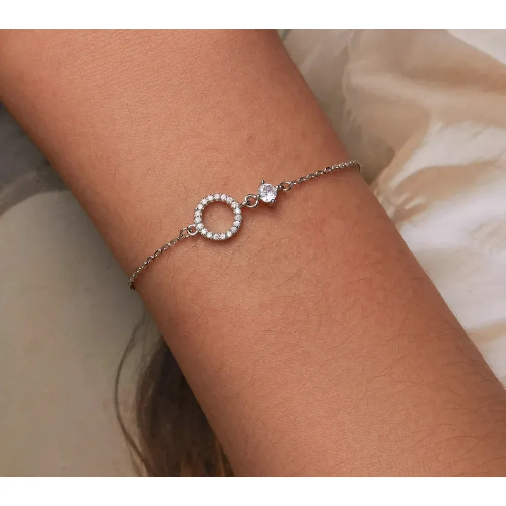 Chic 925 Sterling Silver Simple Ring Bracelet - Fine jewellery for Women Ideal Wedding Gift - Bracelets