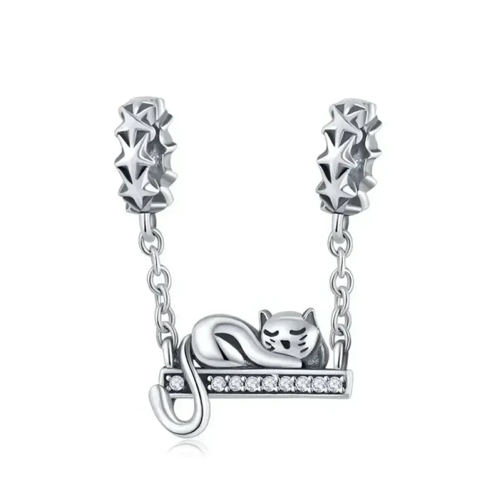 Purrfectly Celestial: Adorable Cat Star Charm (925 Silver) Charms