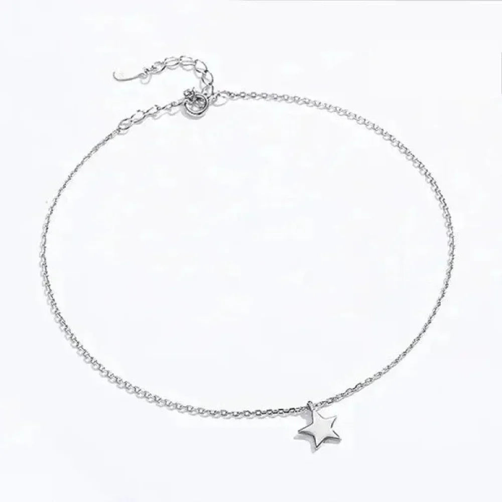 Simple Star Silver Anklet | 925 Sterling Bracelet For Women | Fashion Foot Jewelry Sct009 Anklets