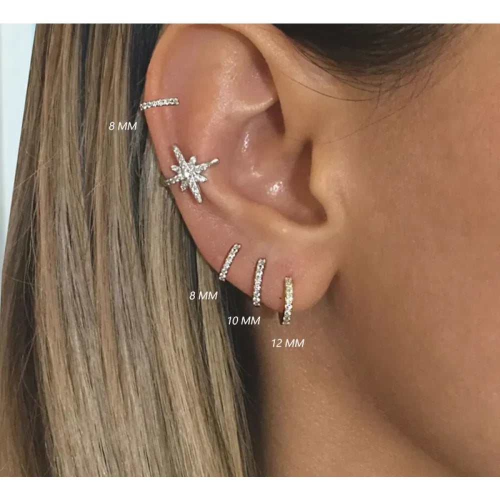 14K Gold Plated 925 Sterling Silver Cubic Zirconia Cuff Earrings - Trendy and Chic