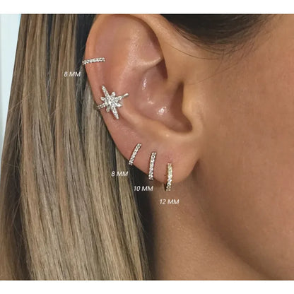 14K Gold Plated 925 Sterling Silver Cubic Zirconia Cuff Earrings - Trendy and Chic