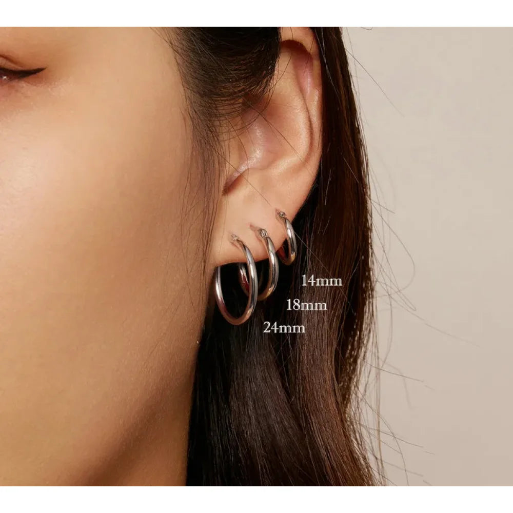 14K White Gold-Plated 925 Sterling Silver Hoop Earrings - Stylish and Hypoallergenic jewellery for Women