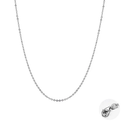Authentic Gold Color 925 Sterling Silver Basic Cable Chain Necklace - SCA016 - Platinum Plated / 40Cm - Necklaces