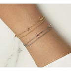 Double Layered Round Beads 925 Sterling Silver Chain Bracelet With 14K Gold Plating Bracelets