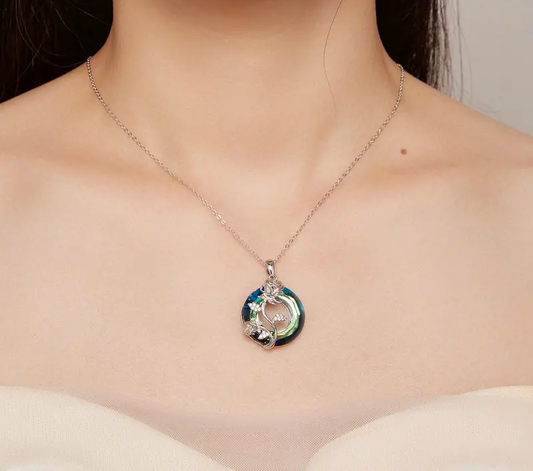 Celestial Harmony: Angel Ring Evil Eye & Tree of Life Sterling Silver Necklace - Pendant Necklaces