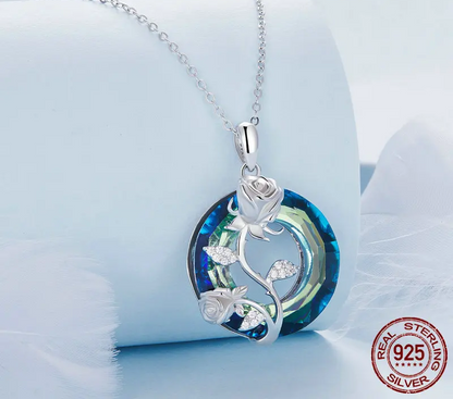 Celestial Harmony: Angel Ring Evil Eye & Tree of Life Sterling Silver Necklace - Pendant Necklaces