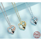 925 Sterling Silver Baby Panda Crystal Necklace | Enamel Cute Animal Charm Chain Link | Women’S Gift 17.71’’ Scn453