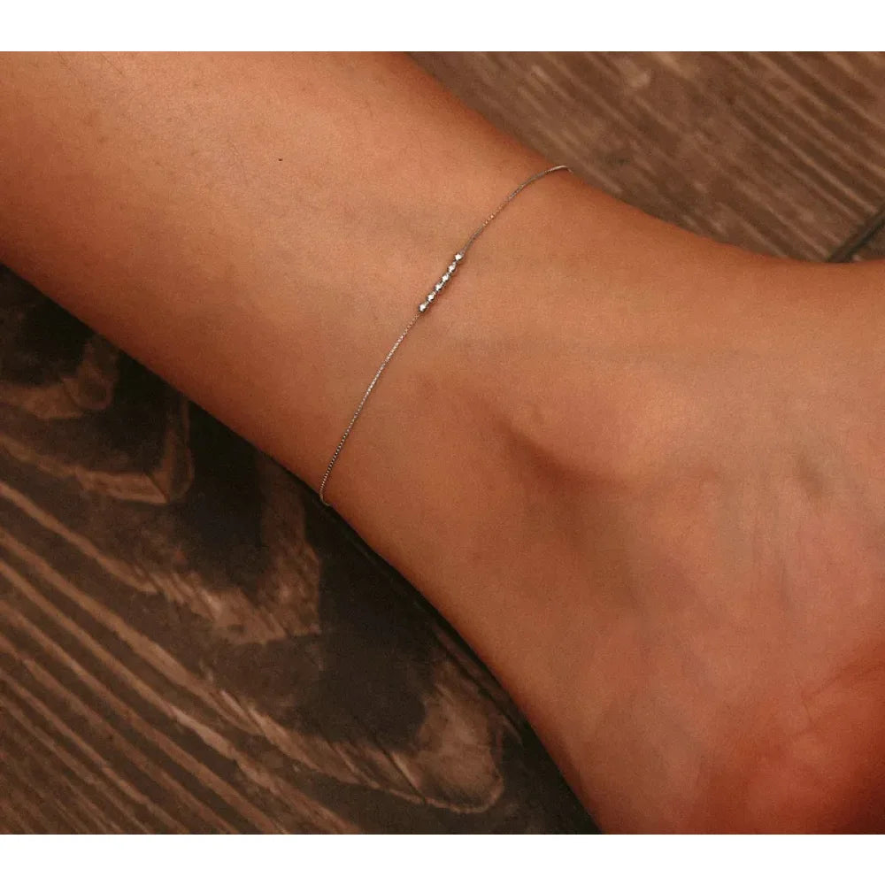 925 Sterling Silver Beaded Anklets - Timeless Elegance for Your Ankle
