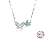 Soar with Style: Blue Zircon Korean Style Sterling Silver Butterfly Necklace Necklaces