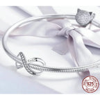 925 Sterling Silver Clear 5A Crystal Collection Family Heart Cross Charm Beads For Bracelet & Necklace Pendant Charms