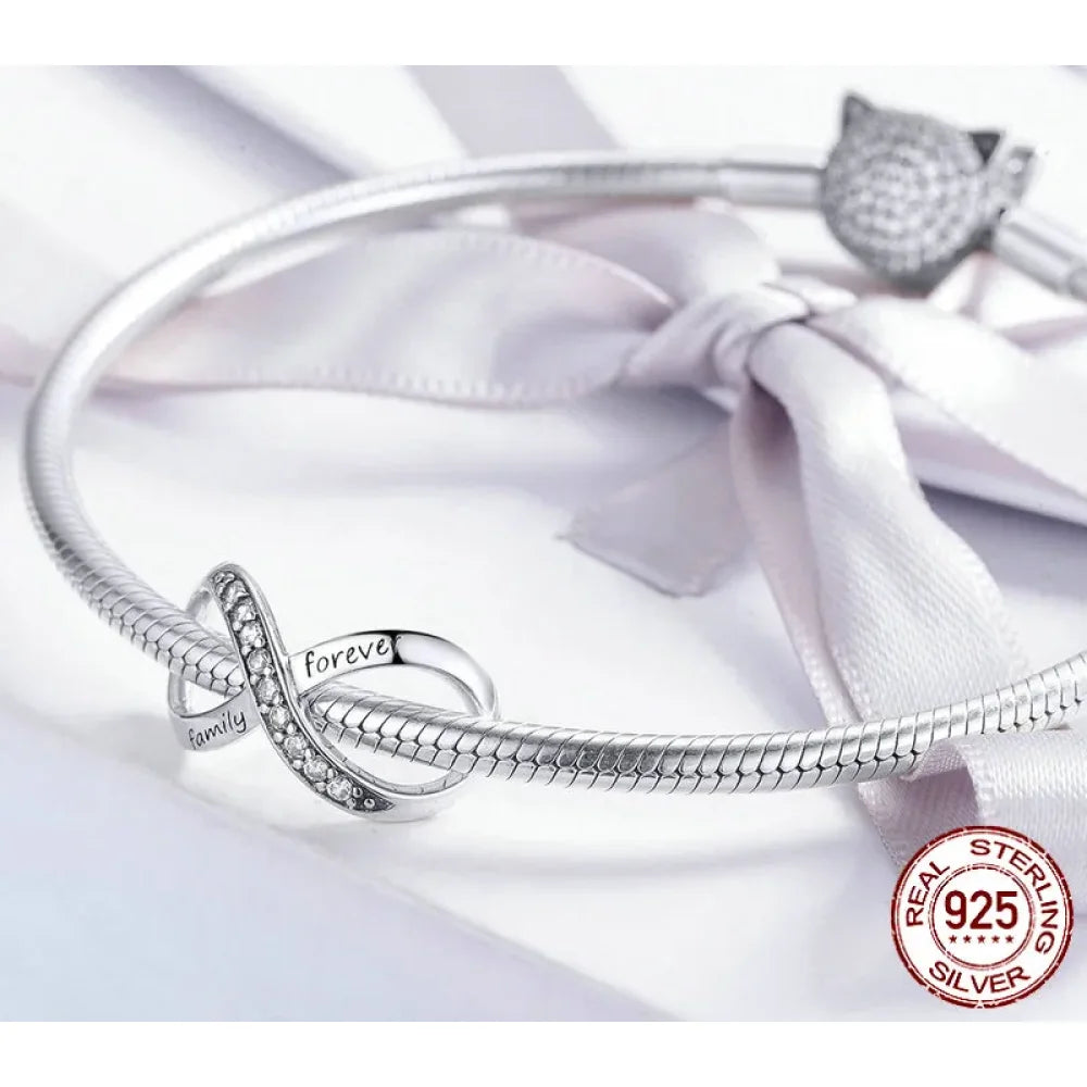 925 Sterling Silver Clear 5A Crystal Collection Family Heart Cross Charm Beads for Bracelet & Necklace Pendant - Charms