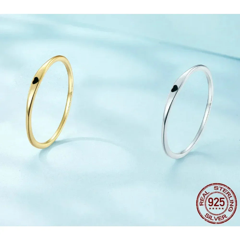 925 Sterling Silver Heart Wedding Band Symbol Of Love Stackable Promise Ring In 2 Colors (Size 5 10) Rings