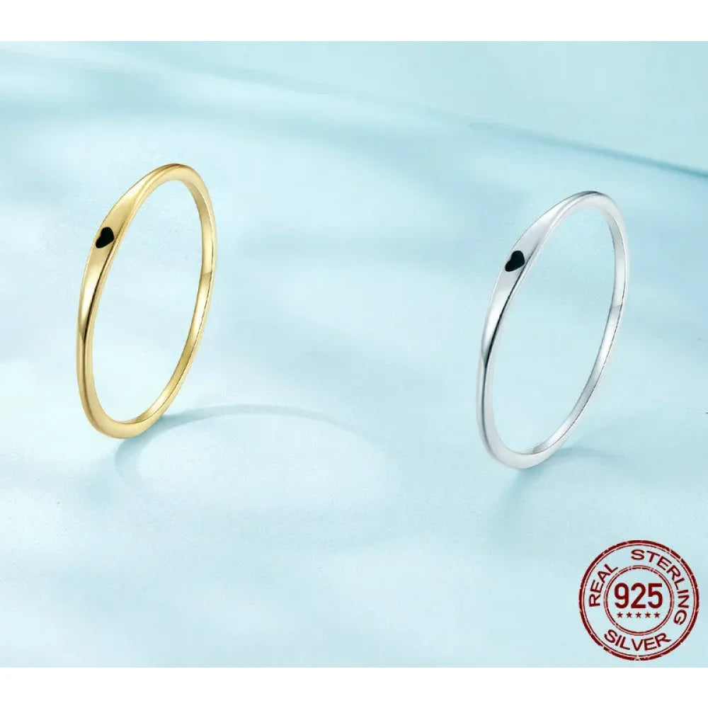 925 Sterling Silver Heart Wedding Band - Symbol of Love Stackable Promise Ring in 2 Colors (Size 5-10) - Rings