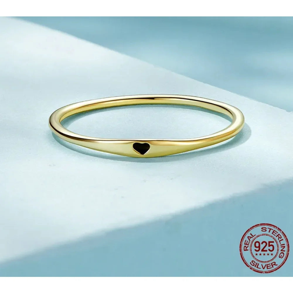 925 Sterling Silver Heart Wedding Band - Symbol of Love Stackable Promise Ring in 2 Colors (Size 5-10) - Rings