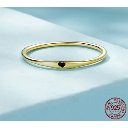 925 Sterling Silver Heart Wedding Band - Symbol of Love Stackable Promise Ring in 2 Colors (Size 5-10) - Rings
