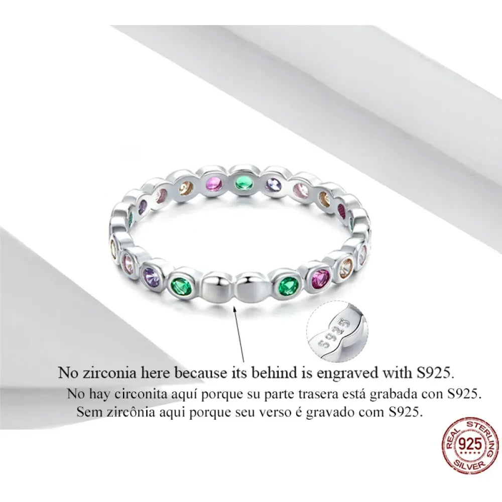 925 Sterling Silver Multicolor Zircon Finger Ring for Women - Trendy Fashion Dazzling CZ Stone Anillos jewellery Gift