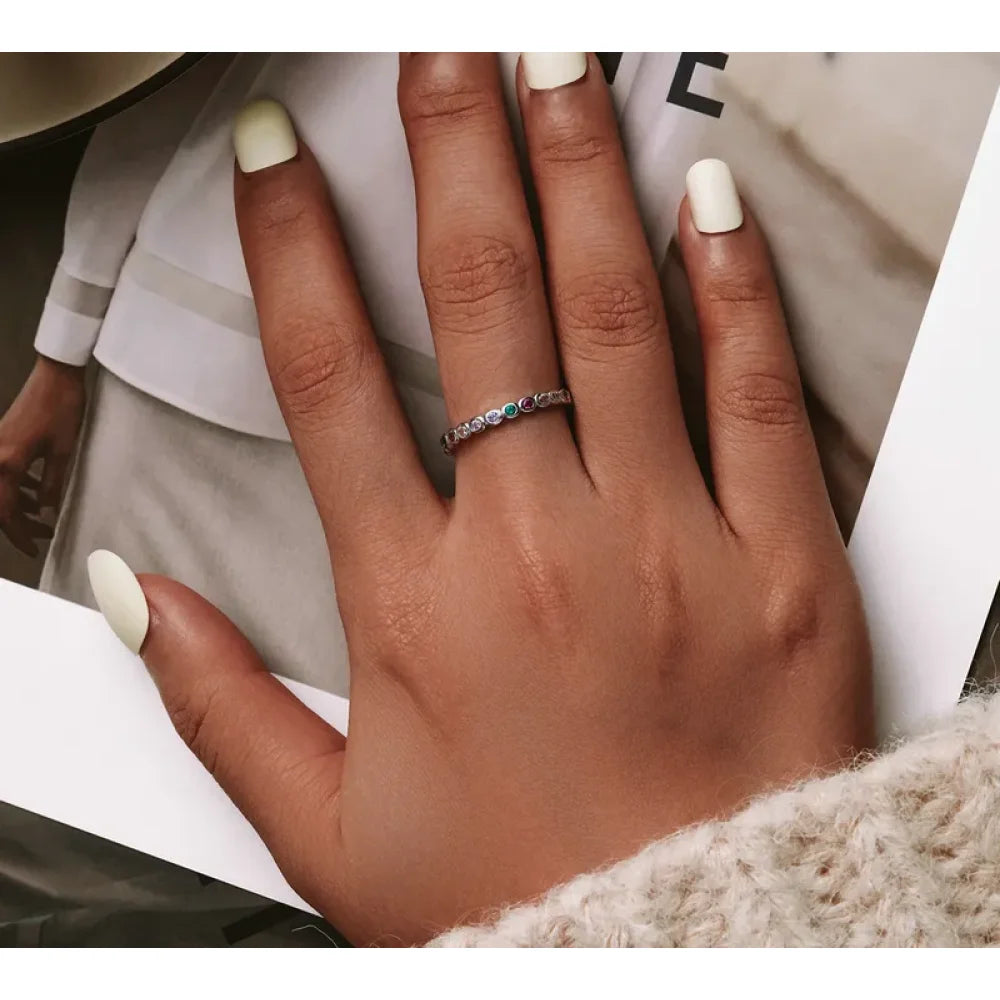 925 Sterling Silver Multicolor Zircon Finger Ring for Women - Trendy Fashion Dazzling CZ Stone Anillos jewellery Gift