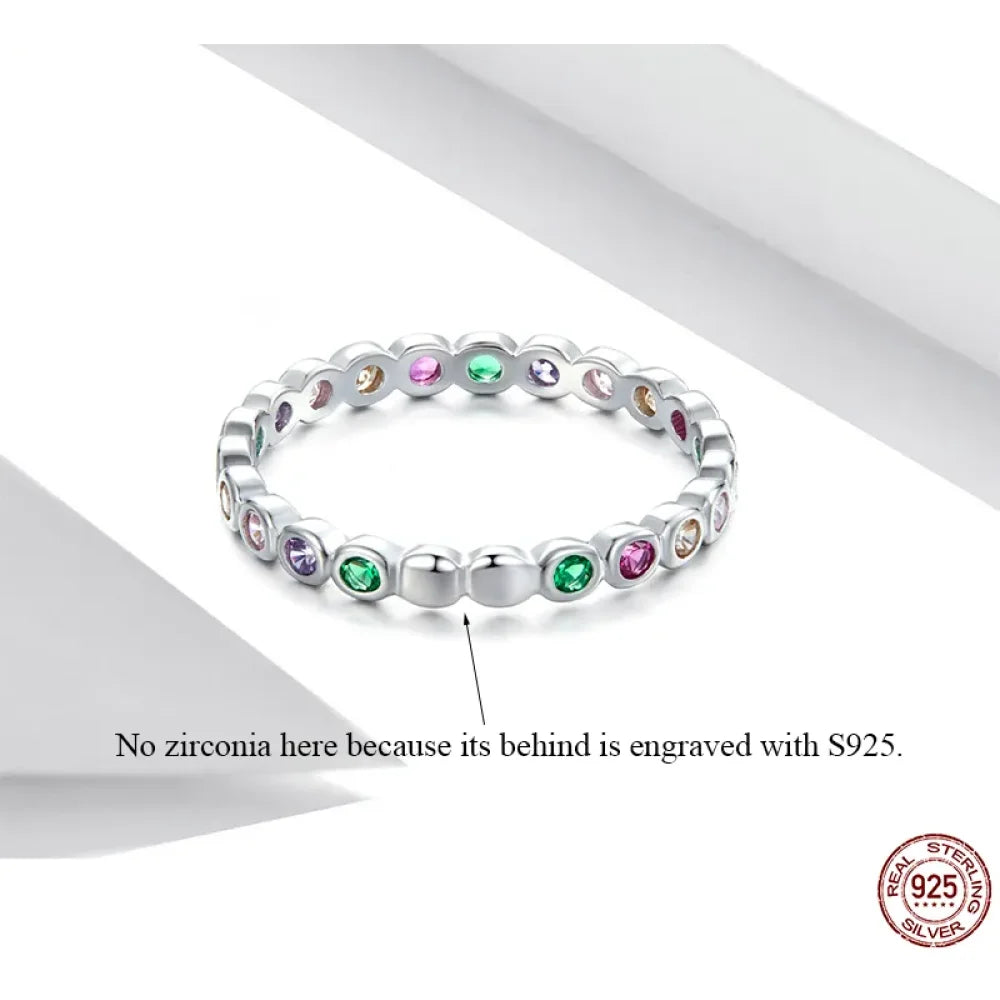 925 Sterling Silver Multicolor Zircon Finger Ring for Women - Trendy Fashion Dazzling CZ Stone Anillos jewellery Gift