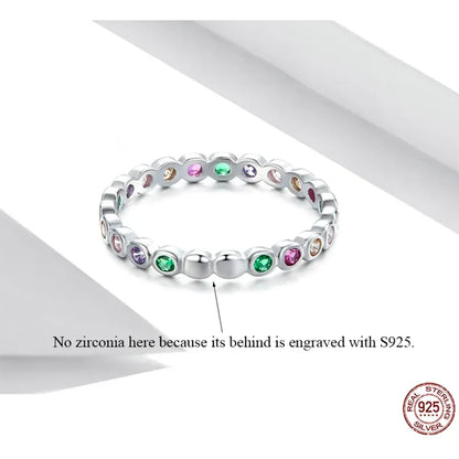 925 Sterling Silver Multicolor Zircon Finger Ring for Women - Trendy Fashion Dazzling CZ Stone Anillos jewellery Gift