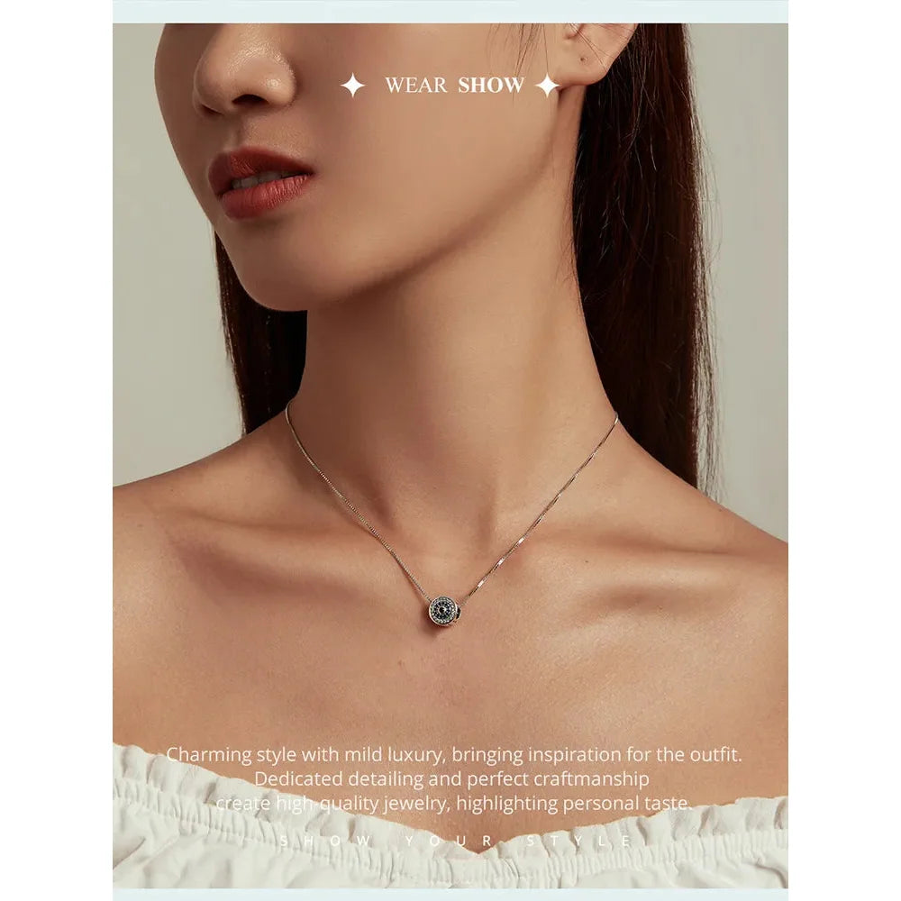 925 Sterling Silver Blue Crystal Evil Eye Necklace | Lucky Neck Chain | Women’s Birthday Gift Fine jewellery - Necklaces