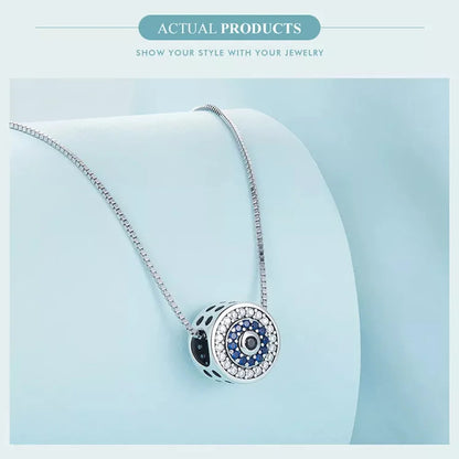 925 Sterling Silver Blue Crystal Evil Eye Necklace | Lucky Neck Chain | Women’s Birthday Gift Fine jewellery - Necklaces