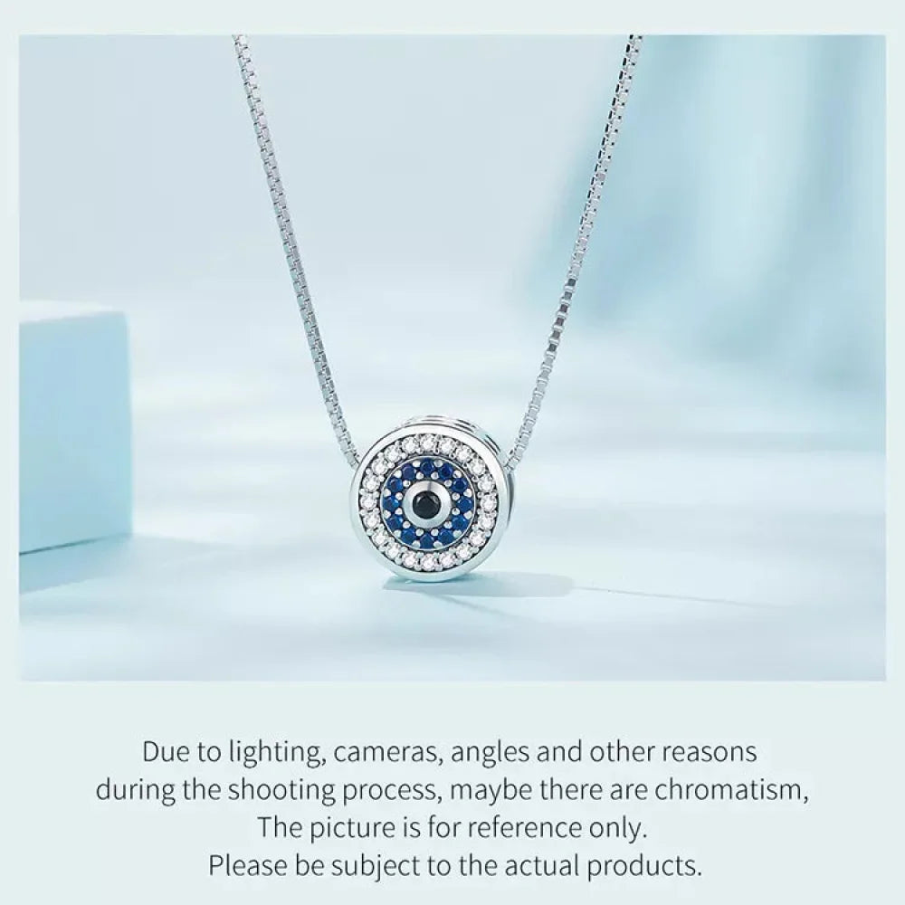 925 Sterling Silver Blue Crystal Evil Eye Necklace | Lucky Neck Chain | Women’s Birthday Gift Fine jewellery - Necklaces