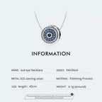 925 Sterling Silver Blue Crystal Evil Eye Necklace | Lucky Neck Chain | Women’S Birthday Gift Fine Jewelry Necklaces