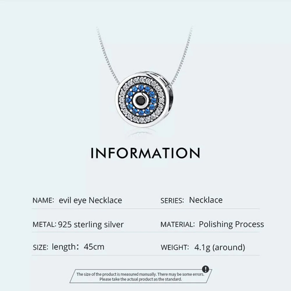 925 Sterling Silver Blue Crystal Evil Eye Necklace | Lucky Neck Chain | Women’s Birthday Gift Fine jewellery - Necklaces