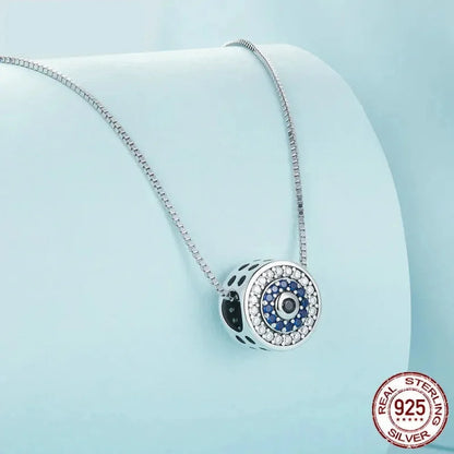 925 Sterling Silver Blue Crystal Evil Eye Necklace | Lucky Neck Chain | Women’s Birthday Gift Fine jewellery - Necklaces