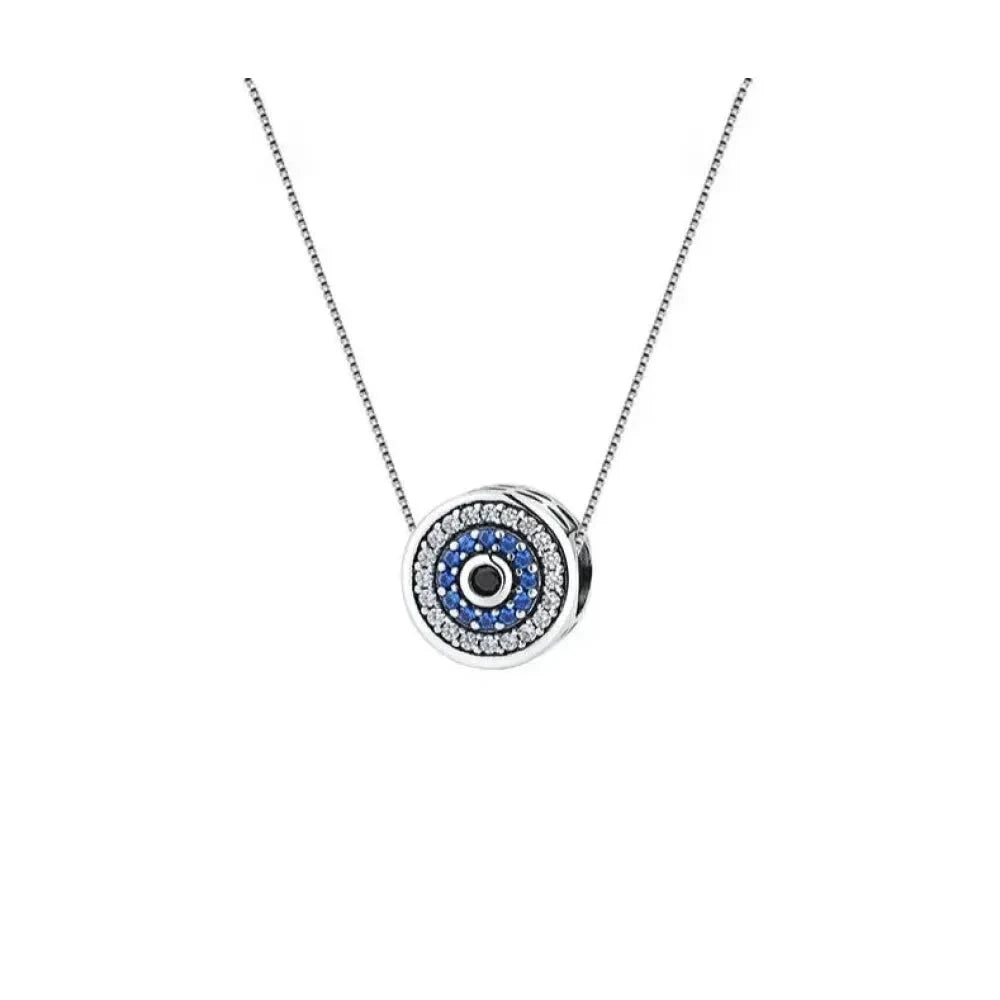 925 Sterling Silver Blue Crystal Evil Eye Necklace | Lucky Neck Chain | Women’s Birthday Gift Fine jewellery - 45Cm
