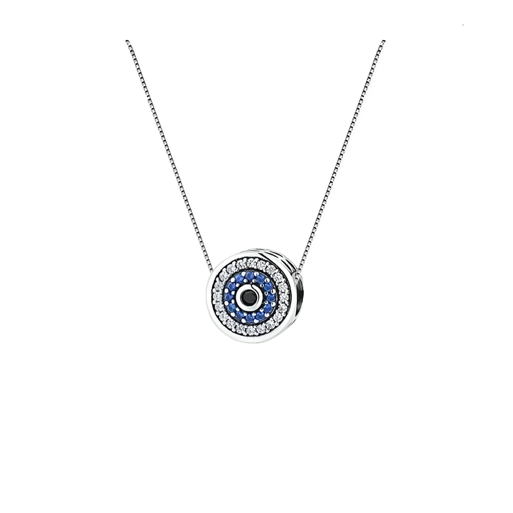 925 Sterling Silver Blue Crystal Evil Eye Necklace | Lucky Neck Chain | Women’s Birthday Gift Fine jewellery - Necklaces