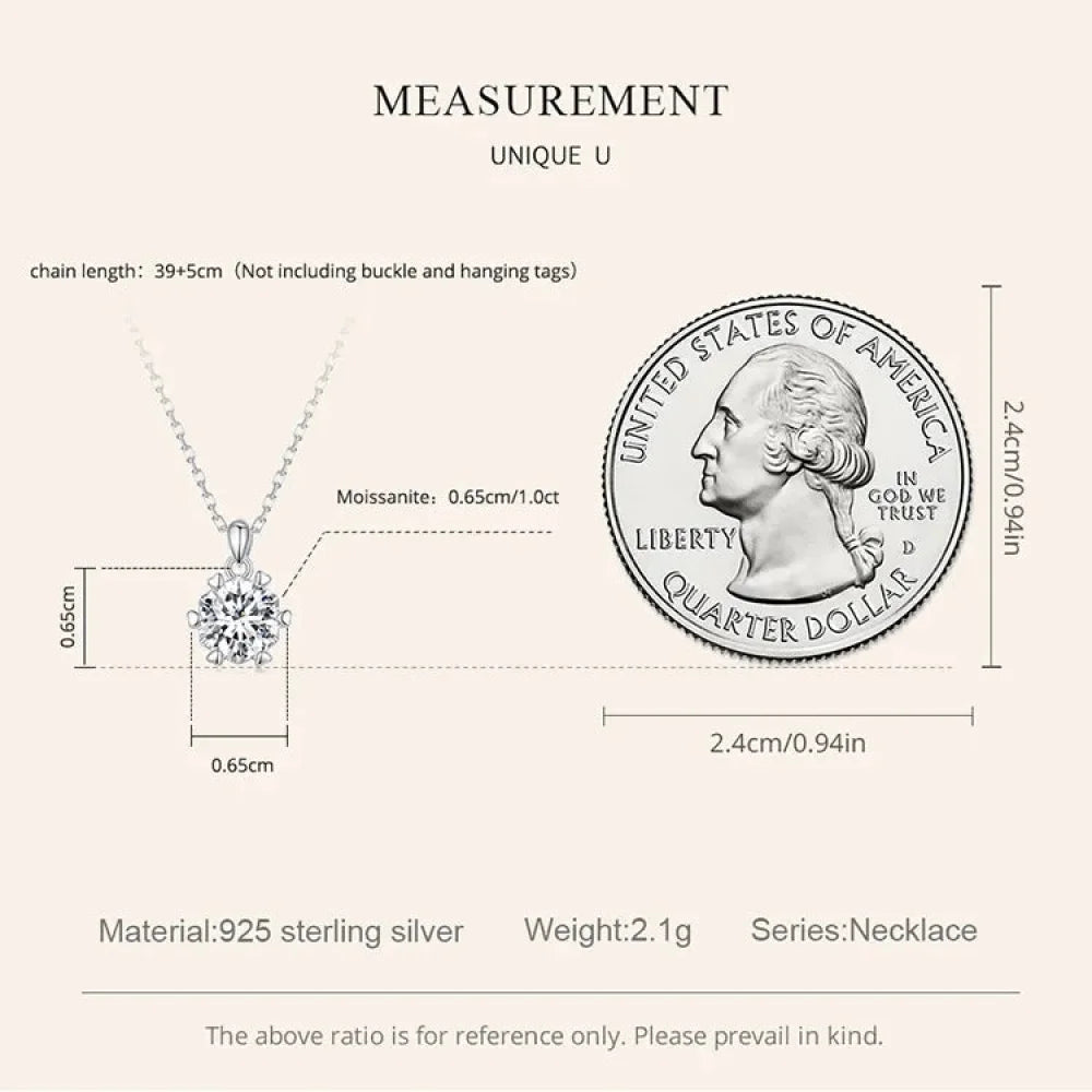 Stunning 1 Carat Moissanite Pendant Necklace | 925 Sterling Silver | Wedding & Bridal Fine Jewelry Necklaces